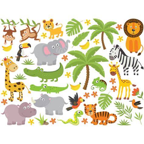 50 Stickers Animaux Et Plantes De La Jungle Stickers Animaux