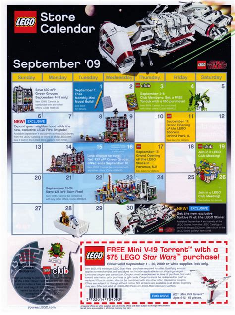 Lego Store Calendar September 09 Front Lego Store Calen Flickr