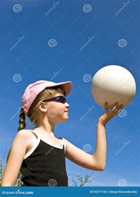 Girl With Volley Ball Stock Photo Image Of Outdoors Games 5671178