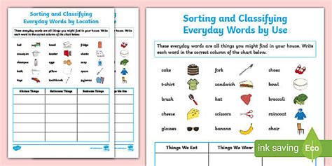 Sorting And Classifying Everyday Words F 2 Vocabulary