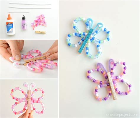 Beaded Pipe Cleaner Butterflies One Little Project
