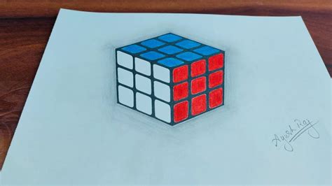 Rubiks Cube 3d Art Timelapse Pencil Drawing Artisto Yt 3