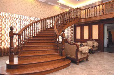 Europ Design Classic Curved Wooden Staircase China Handrail And Stairway