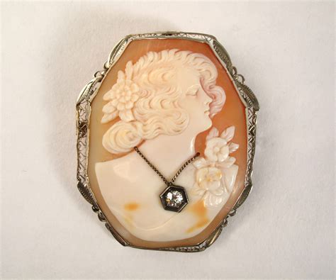 Shell Cameo With Diamond Koblenz And Co Antique And Estate Jewelry