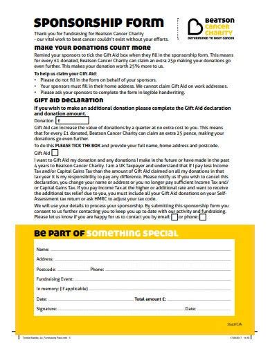 8 Charity Sponsorship Form Templates In Pdf Doc