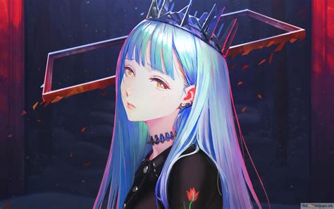 Beautiful Anime Girl Blue Hair 4k Wallpaper Download