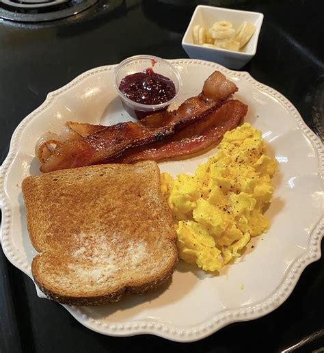 Scrambled Eggs Bacon Whole Wheat Toast Tonightsdinner