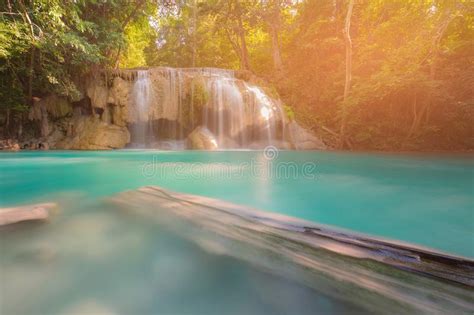 Erawan Blue Stream Waterfall In Tropical Jungle Stock Photo Image Of