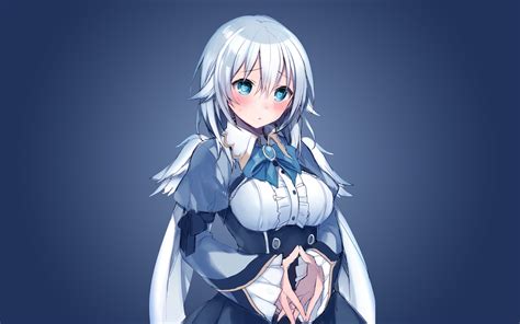 Download 1600x2560 Anime Girl White Hair Dress Worried Expression