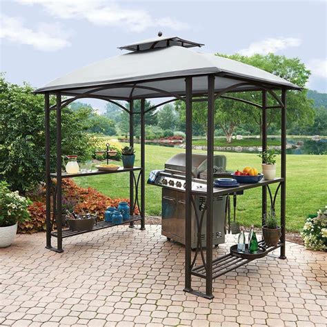Replacement canopy easy backyard gazebo outdoor chaise lounge chair outdoor gazebos garden layout outdoor large backyard small backyard gardens. Grill Gazebo Cover Steel Metal Shelf Counter Station Shade ...