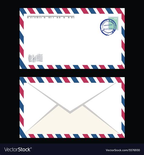 Air Mail Envelope With Postal Stamp Isolated Vector Image