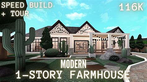 Modern 1 Story Farmhouse 116k Bloxburg Speed Build Youtube