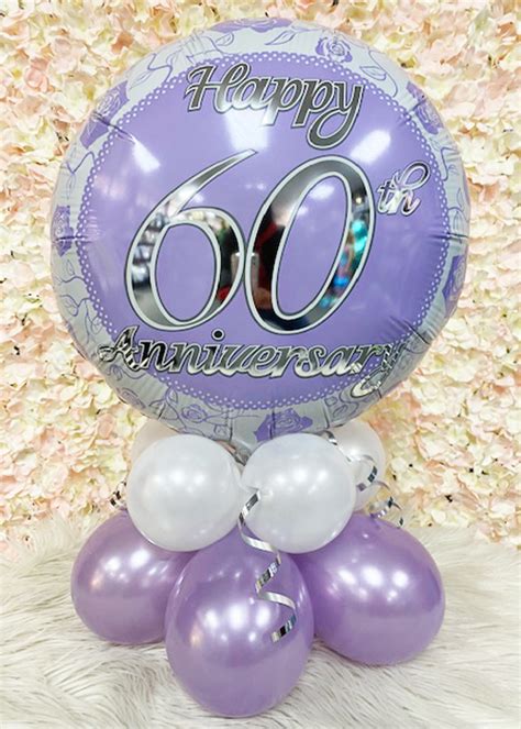 Lilac 60th Anniversary Balloon Table Centrepiece