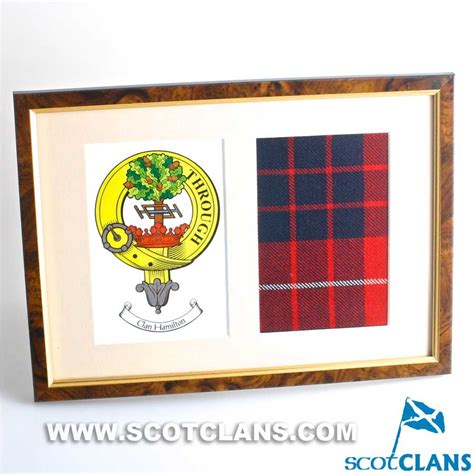 Hamilton Clan Crest Print And Real Tartan