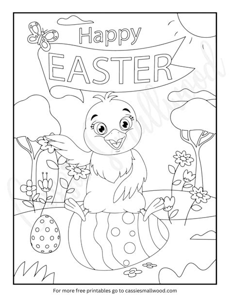 Chick And Easter Eggs Happy Easter Coloring Printable Cassie Smallwood