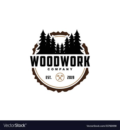 Wood Work Logo Design Template Royalty Free Vector Image
