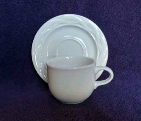 Pfaltzgraff Acadia White Flat Cups And Saucers Set Of 3 Ebay