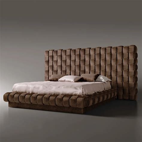 Exclusive Italian Bed With Large Luxury Hand Woven Headboard Bed Design