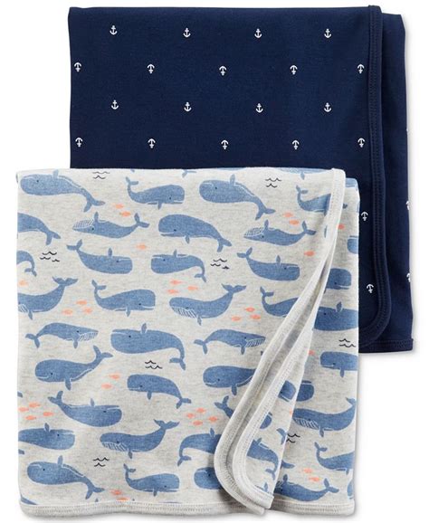 Carters 2 Pack Printed Cotton Receiving Blankets Baby Boys Macys