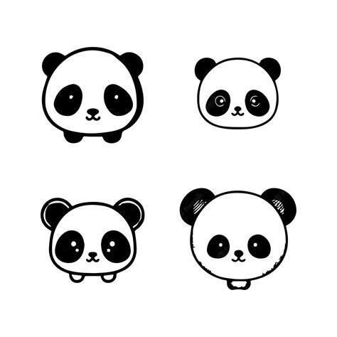 Premium Vector Cute Kawaii Panda Head Logo Collection Set Hand Drawn