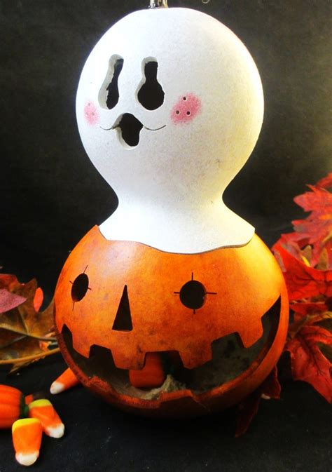 Items Similar To Halloween Gourd Spooky Pumpkin Candy Dish And Ghost
