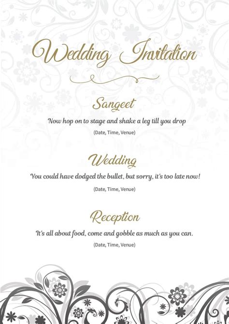 A marriage invitation letter comes under the category of a social letter. Format Of Marriage Reception Invitation Wordings In ...