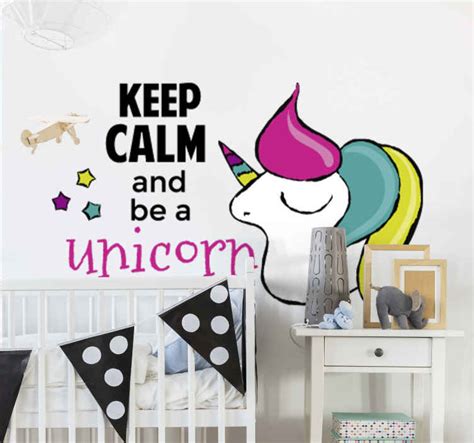 Keep Calm Be A Unicorn Illustration Wall Art Tenstickers