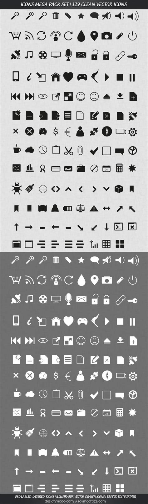 Free Mega Pack Vector Icons Set 129 Clean Icons Designmodo Vector