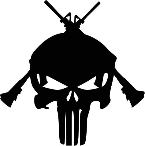 Punisher Human Skull Symbolism Stencil Art Guns Transparent Background