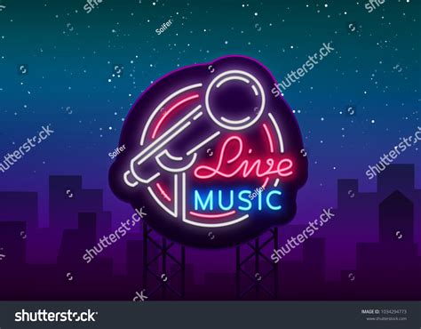Live Musical Vector Neon Logo Sign Stock Vector Royalty Free