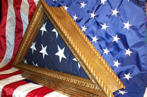 Solid cherry flag display case w certificate holder 3x5 flag dark stain w black mat. Flag case for military or memorial flags. Matching shadow ...