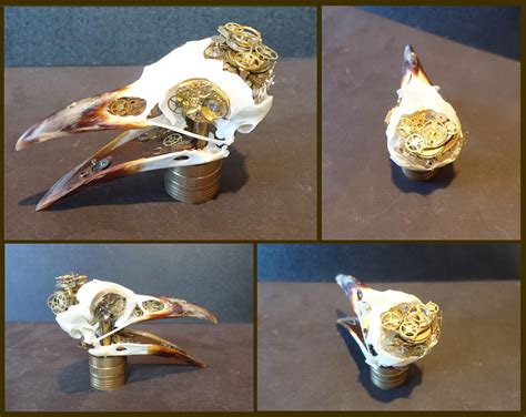 A Real Steampunk Raven Skull Filled With 200 Parts Tiny Gearscogs