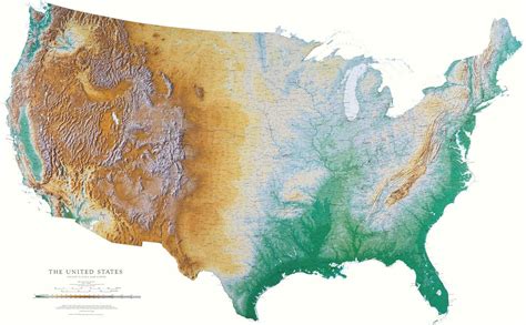 United States Topographic Wall Map By Raven Maps Laminated Print