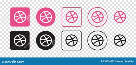 Dribbble Flat Icon Design Website Dribble Button Of Social Media Logos