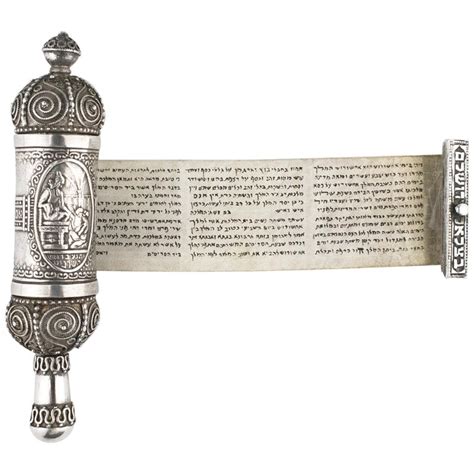 Early 20th Century Silver Megillah Case And Scroll By