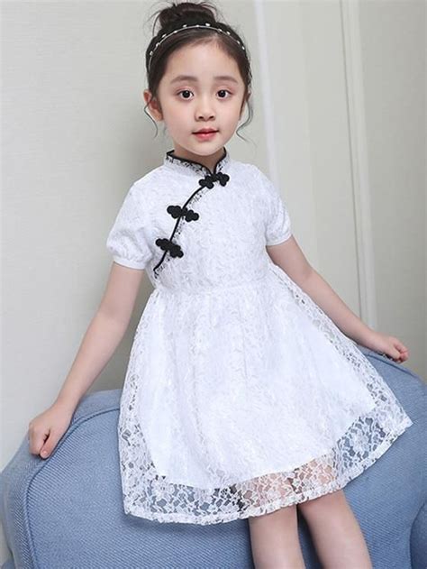 Cute Lacy Stand Collar Kids Cheongsam Uoozee Flower Girl Dresses