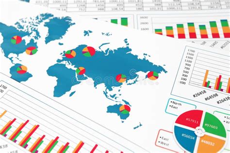 World Map With Charts Graphs And Diagrams Stock Photo Image Of