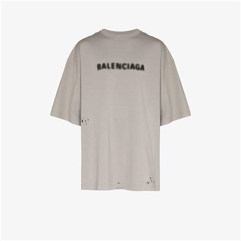 Balenciaga Blurred Logo Distressed T Shirt In Gray For Men Lyst
