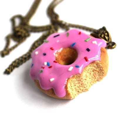 Pink Donut Necklace Doughnut Necklace Polymer Clay Donut