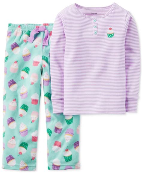 Carters Girls Or Little Girls 2 Piece Mint Cupcake Pajamas Kids