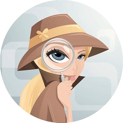 Woman Detective Magnifying Glass Illustrations Royalty Free Vector