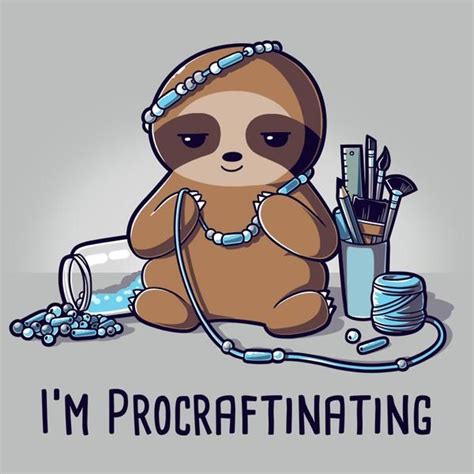 Im Procraftinating Funny Illustration Sloth Cute Puns