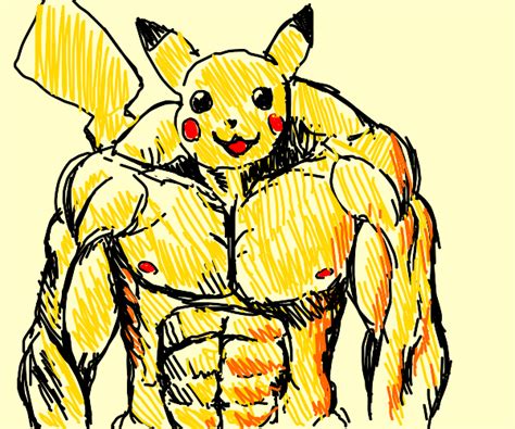 Weirdly Muscular Pikachu Drawception