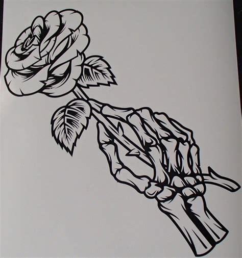 Skeleton Hand Holding Rose You Choose Color Home Decor Wall Etsy In