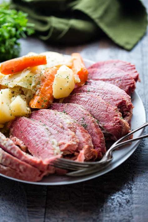 Remove brisket from brine and rinse thoroughly under cold water; Corned Beef and Cabbage Recipe | Easy Beef Brisket Recipe