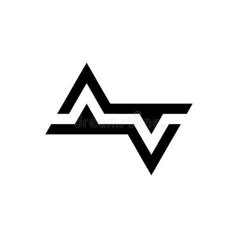 Double Triangle Logo Overlap Icon Line Black Stock Vector