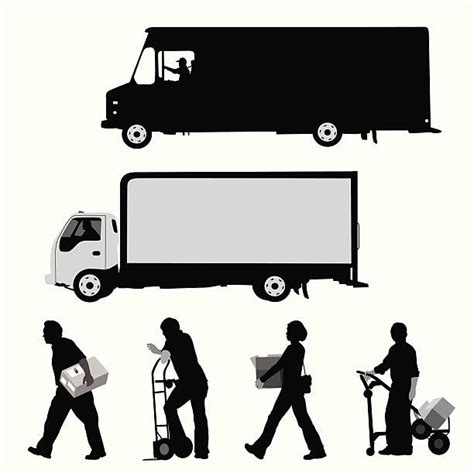 40 Box Container Silhouette Carrying Moving House Stock Illustrations