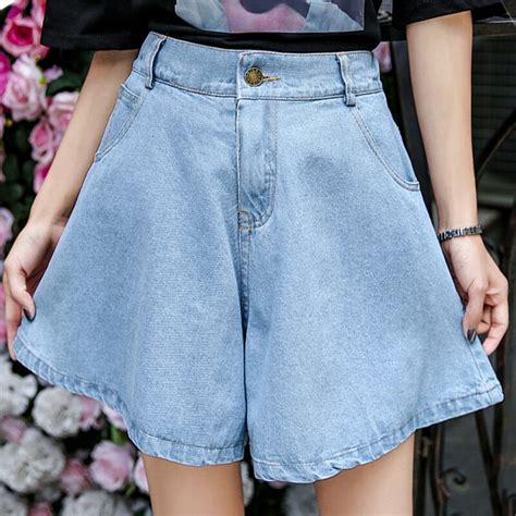 2018 Fashion Women Denim Shorts Wide Leg High Waist Summer Wear Short Pants Young Lady Jeans