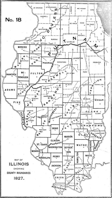 1827 Illinois County Formation Map