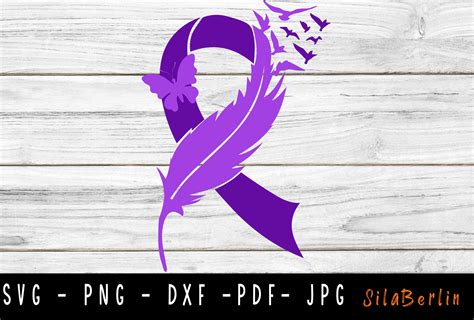 Feather Purple Ribbon Systemic Lupus Graphic By Silaberlin · Creative
